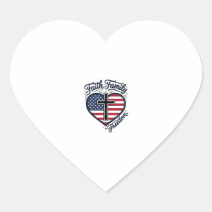 Faith Family Freedom Patriotic Cross Heart Shirt D Sticker
