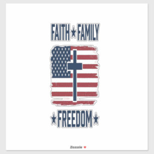 Faith Family Freedom Patriotic Cross USA Flag Vect