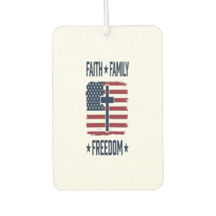 Faith Family Freedom Patriotic Cross USA Flag Vect Air Freshener