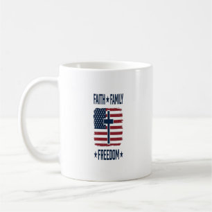 Faith Family Freedom Patriotic Cross USA Flag Vect Coffee Mug