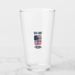 Faith Family Freedom Patriotic Cross USA Flag Vect Glass