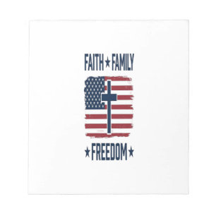 Faith Family Freedom Patriotic Cross USA Flag Vect Notepad