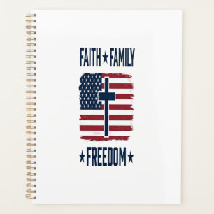 Faith Family Freedom Patriotic Cross USA Flag Vect Planner