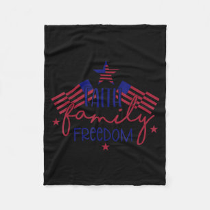 Faith family freedom patriotic god bless fleece blanket