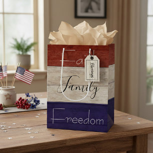 Faith family freedom patriotic wood   medium gift bag