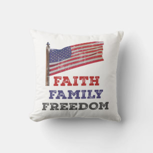 Faith Family Freedom Throw Pillow