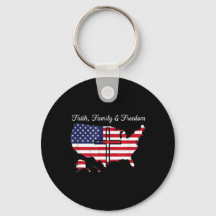 Faith Family Freedom USA Flag 4th of July Keychain