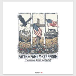 Faith Family Freedom Vintage Patriotic Eagle