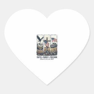 Faith Family Freedom Vintage Patriotic Eagle Heart Sticker