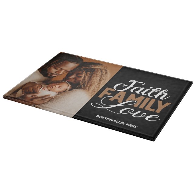 Faith Family Love Personalized Cutting Board (Corner)
