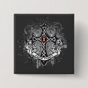Faith Family Prayer Cross - Endometrial Cancer 2 Inch Square Button