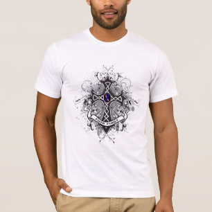 Faith Family Prayer Cross - Male Breast Cancer T-Shirt