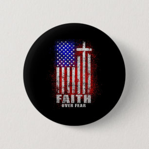 Faith Fear Christian Cross Jesus Christ Men Women 2 Inch Round Button