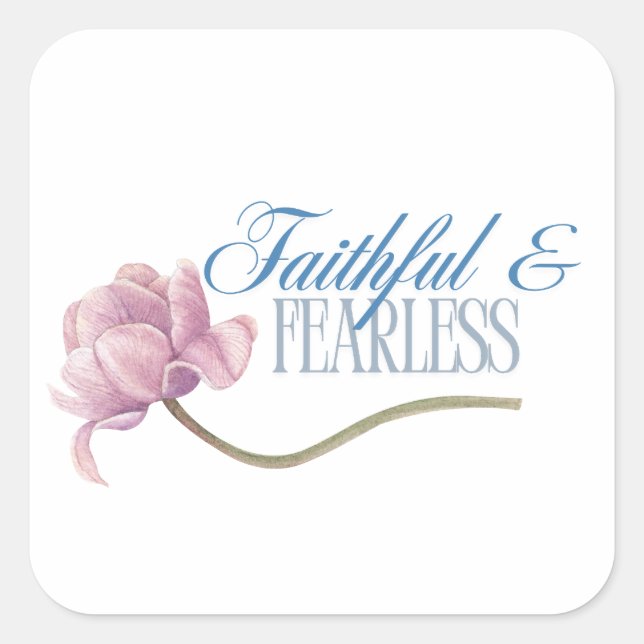 Faith & Fearless Typography Design Throw Pillow Square Sticker (Front)