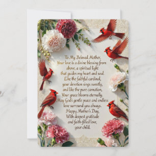 Faith‑Filled Mother’s Day Poem with Cardinals Holiday Card