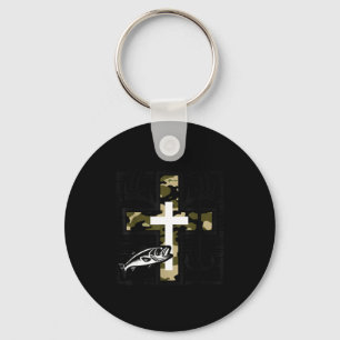 Faith Fishing Hunting Camo Cross With Hook B Chris Keychain