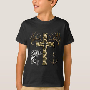 Faith Fishing Hunting Camo Cross With Hook B Chris T-Shirt