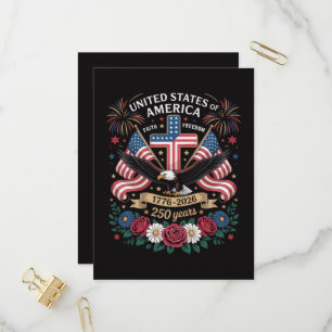 Faith Freedom 250 Years 1776 2026 Independence USA Invitation Postcard