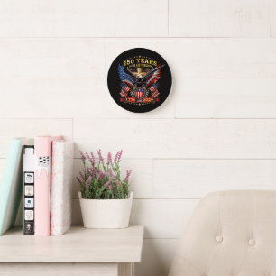 Faith Freedom 250 Years 1776 2026 Patriotic Eagle Round Clock