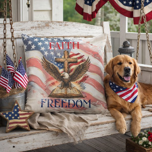 Faith & Freedom Eagle Tribute Outdoor Pillow