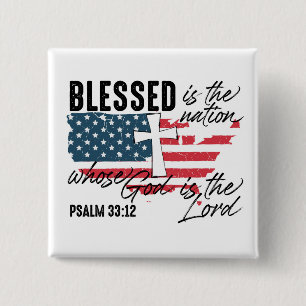 Faith & Freedom: Psalm 33:12 2 Inch Square Button