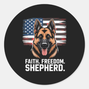 Faith freedom shepherd american flag german classic round sticker
