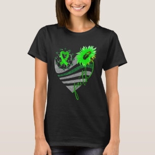 Faith Gastroparesis Awareness Sunflower Heart Ribb T-Shirt