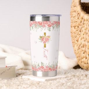 Faith Gift Floral Cross Insulated Tumbler