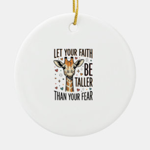 Faith Giraffe Inspirational Vintage Shirt Design_1 Ceramic Ornament