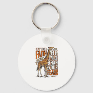 Faith Giraffe Vintage Inspirational Shirt Design_1 Keychain