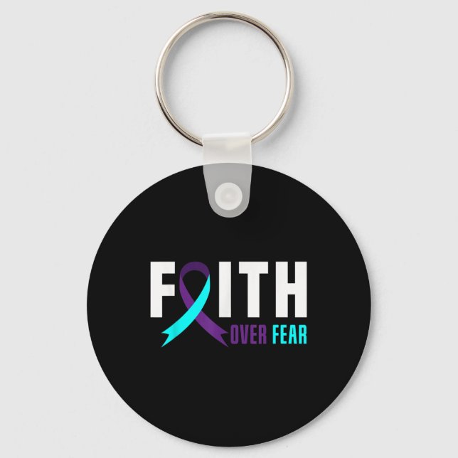 Faith God Fear Support Suicide Prevention Awarenes Keychain (Front)