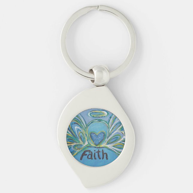 Faith Guardian Angel Word Custom Keychains (Front)