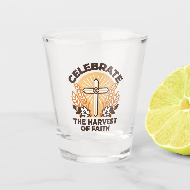 Faith Harvest Celebration – Inspirational Art Shot Glass (Front)