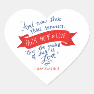 Faith Hope and Love 2 Heart Sticker