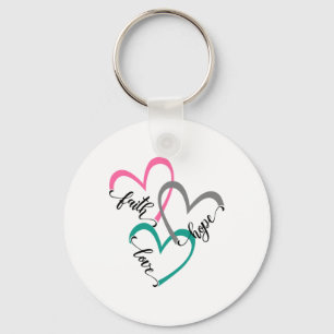 Faith Hope And Love Heart Christian Easter Christ Keychain