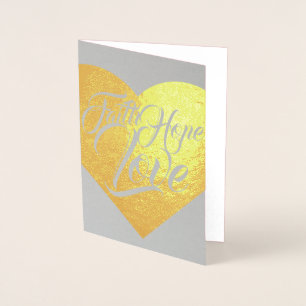 Faith Hope and Love Heart Customizable Foil Card