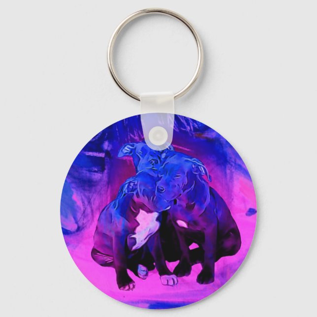 Faith Hope & Charity, Abused Pit Bull Dogs Keychain (Front)