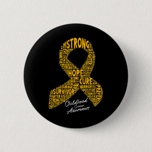 Faith Hope Cure Childhood Cancer Awareness Ribbon 2 Inch Round Button
