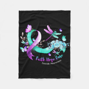 Faith Hope Cure Dragonfly Suicide Prevention Aware Fleece Blanket