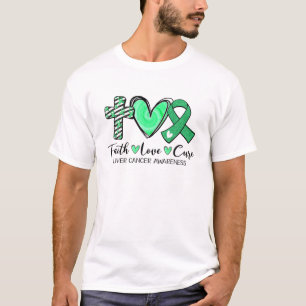 Faith Hope Cure Green Ribbon Liver Cancer Awarenes T-Shirt