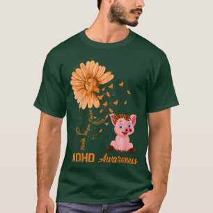 Faith Hope Cure Pig With Daisy Flower ADHD Awarene T-Shirt