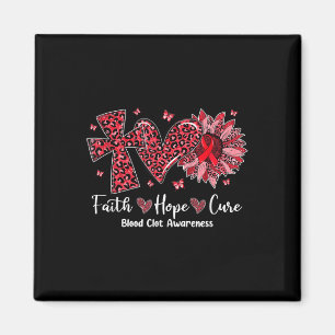 Faith Hope Cure Sunflower Leopard Blood Clot Aware Magnet