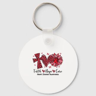 Faith Hope Cure Sunflower Leopard Heart Disease Aw Keychain