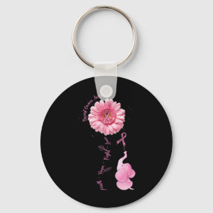 Faith Hope Fight Love Elephant Breast Cancer Aware Keychain