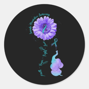 Faith Hope Fight Love Elephant Suicide Prevention Classic Round Sticker