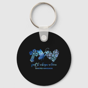 Faith Hope Fight Love Sunflower Diabetes Awareness Keychain