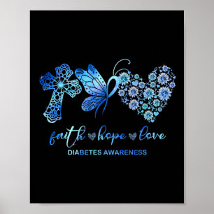Faith Hope Fight Love Sunflower Diabetes Awareness Poster