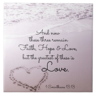 Faith Hope Love, 1 Corinthians 13:13, Ocean Beach Tile