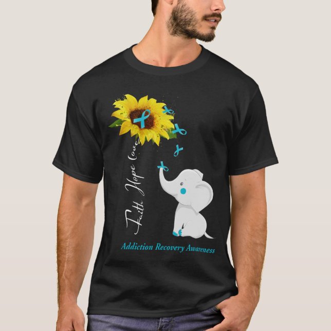 Faith Hope Love Addiction Recovery Awareness T-Shirt (Front)