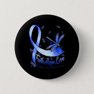 Faith Hope Love Alopecia Awareness Dragonfly  2 Inch Round Button